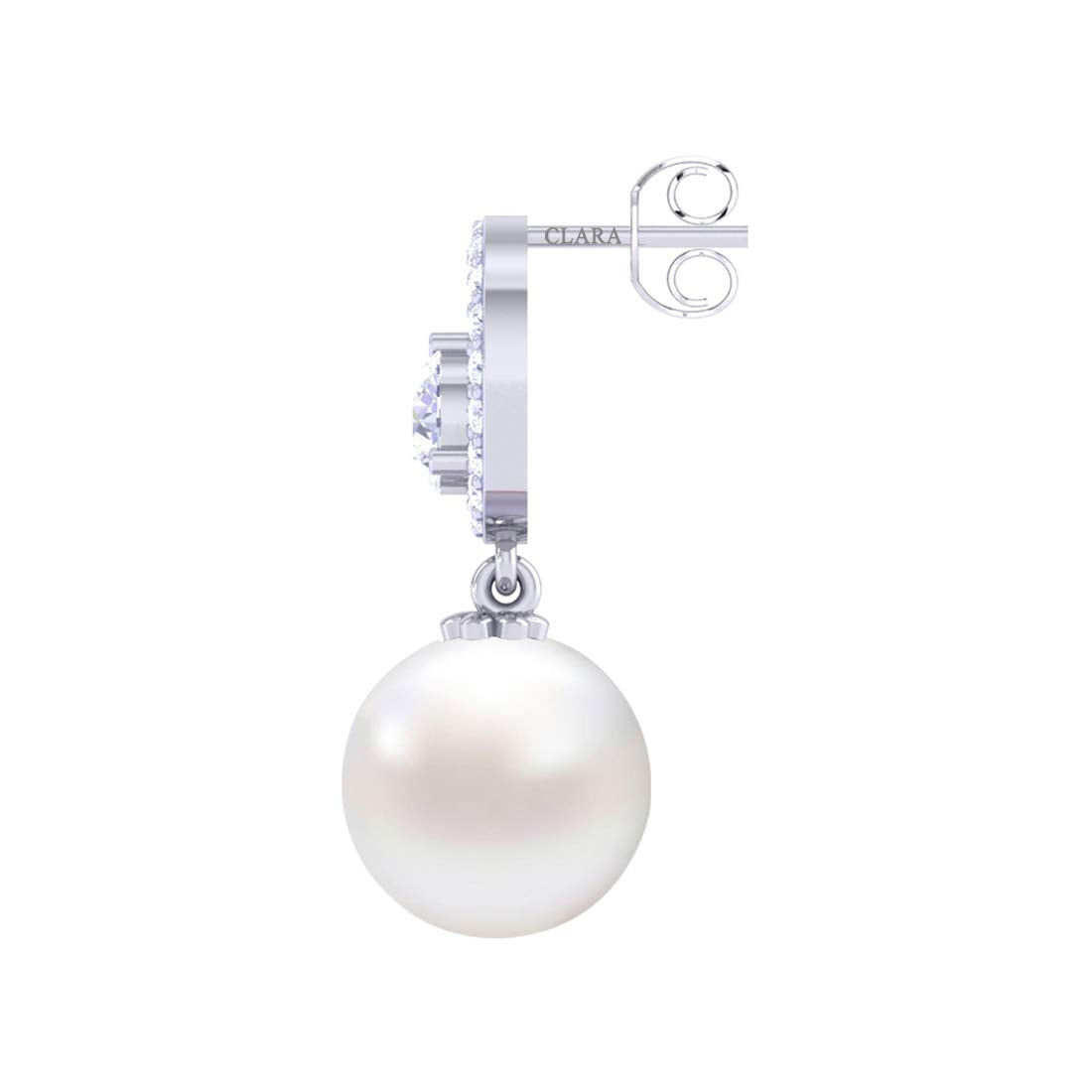 Clara 92.5 Sterling Silver Swiss Zirconia Pearl Earrings | Gift for Women and Girls