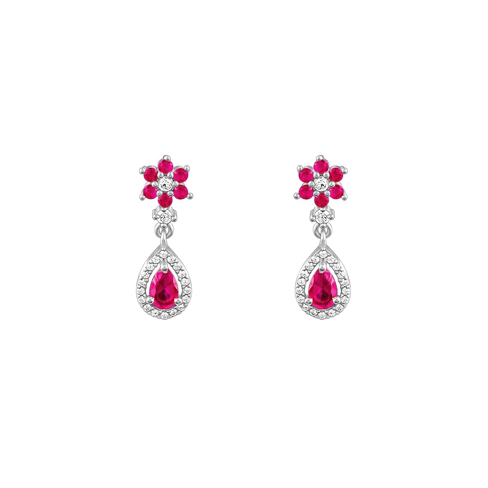GIVA 925 Silver Pink Flower Mini Drop Earrings| Gifts for Girlfriend, Gifts for Women & Girls| With Certificate of Authenticity and 925 Stamp | 6 Months Warranty