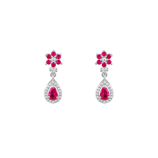 GIVA 925 Silver Pink Flower Mini Drop Earrings| Gifts for Girlfriend, Gifts for Women & Girls| With Certificate of Authenticity and 925 Stamp | 6 Months Warranty