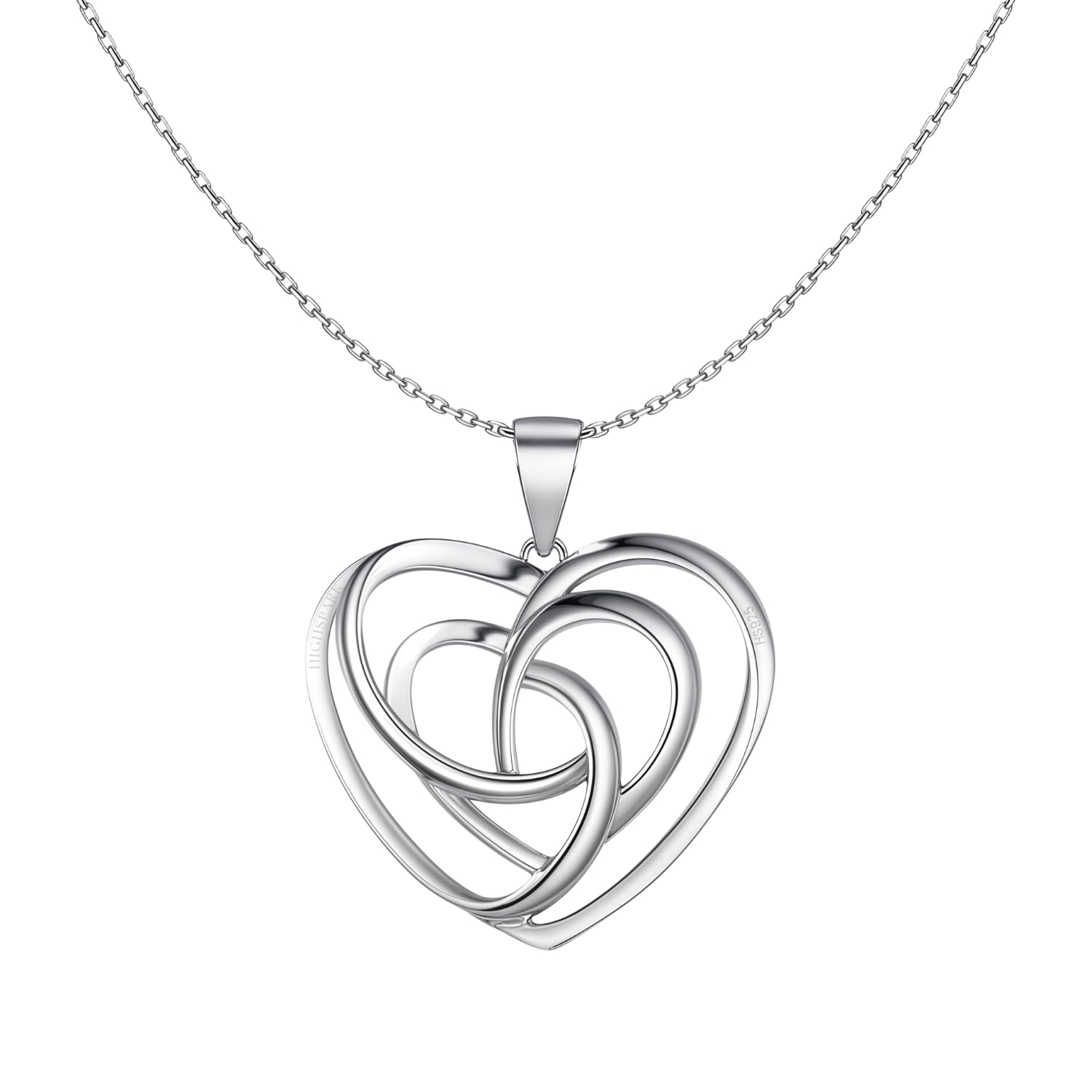 HighSpark 925 Silver Stylish Love Knot Heart Pendant Necklace For Women | 92.5 Sterling Silver & Stunning Shine | Lovely Gift
