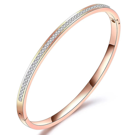 Shining Diva Fashion Anti Tarnish Jewellery | 18K Gold Plated Stainless Steel Openable Crystal Bracelet | Latest Stylish Cuff Bangle | Love Friendship Couples Gifts for Women Girls Mother Sister Wife Girlfriend