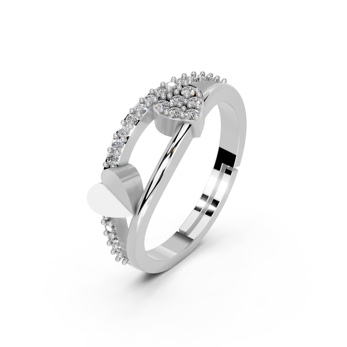 Miss Highness 925 Pure Sterling Silver Ring for Women and Girls, Heart Designs, Love Rings, Adjustable Free Size, Minimal Jewellery, BIS Hallmark, Trending Styles, Birthday, Anniversary Gift for Wife and Girlfriend