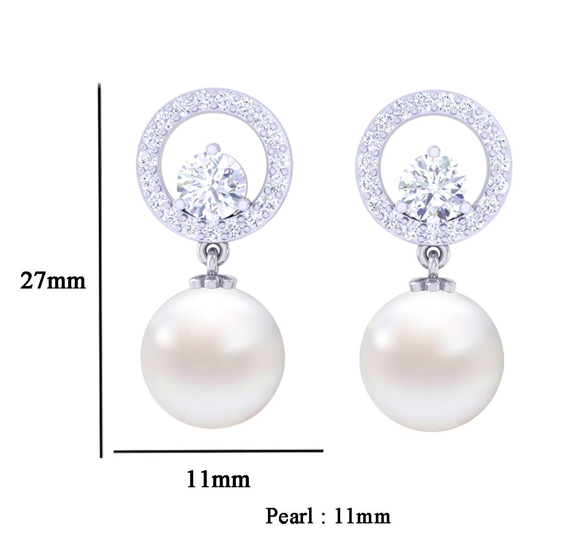 Clara 92.5 Sterling Silver Swiss Zirconia Pearl Earrings | Gift for Women and Girls