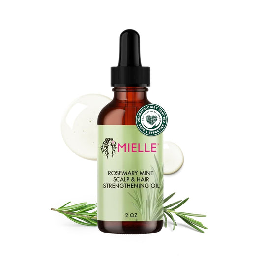 Mielle Organics Rosemary Mint Scalp & Hair Strengthening Oil with Biotin – Nourishing Hair Growth Oil for Dry Scalp, Split Ends & Frizzy Hair, Supports Longer, Healthier Strands (2 fl oz)