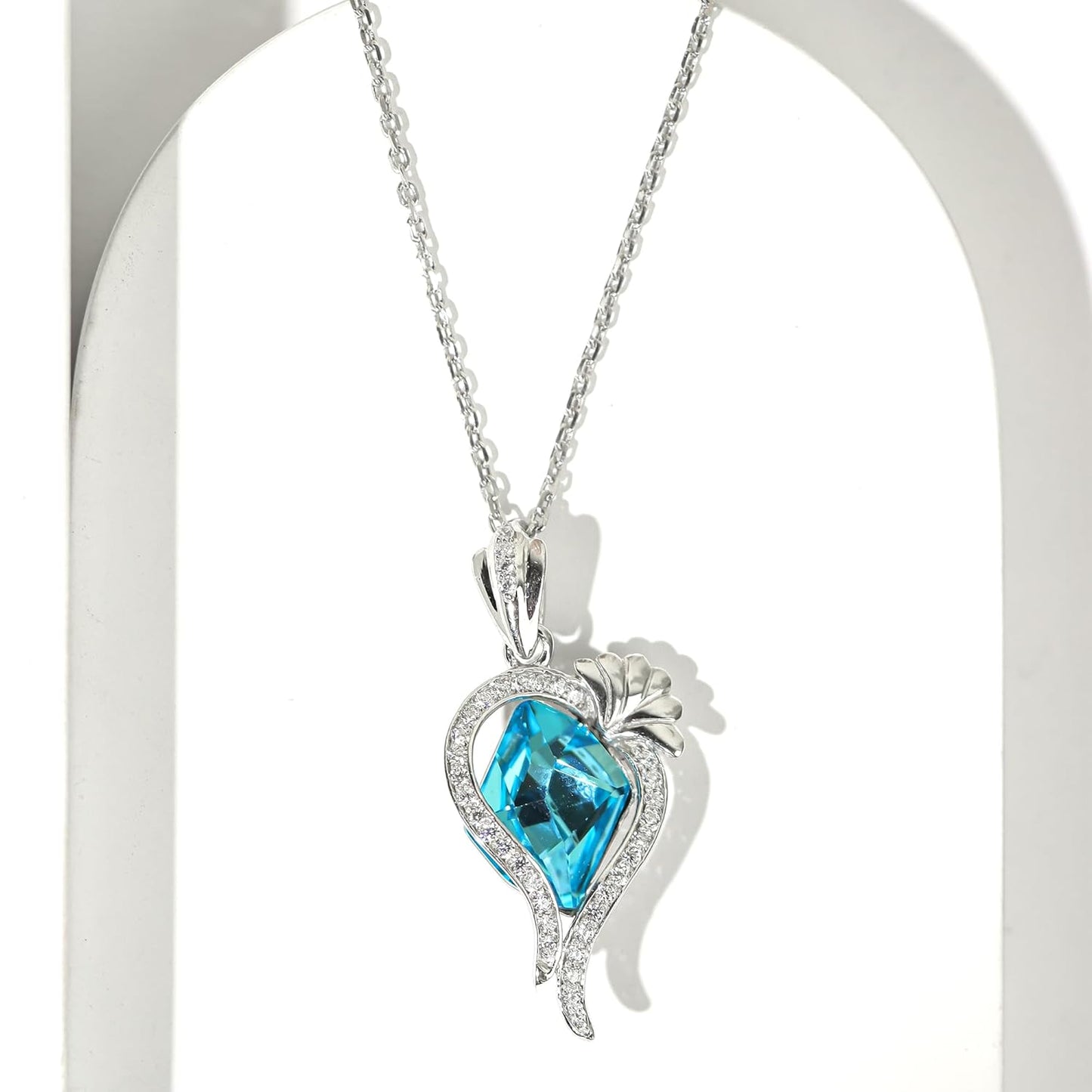 SILVERTOWN 925 Silver Jewellery | Gifts for Women & Girls | Wedding Gifts | Silver Pendant Necklace for Women with Chain (Blue)