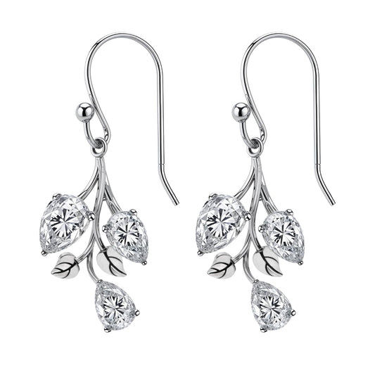 HighSpark Womens 925 Silver Tulip Flower Solitaire Earrings | 92.5 Sterling Silver And Diamond Like Brilliance Sparkling Zirconia | Lovely Gift - Tulip Flower