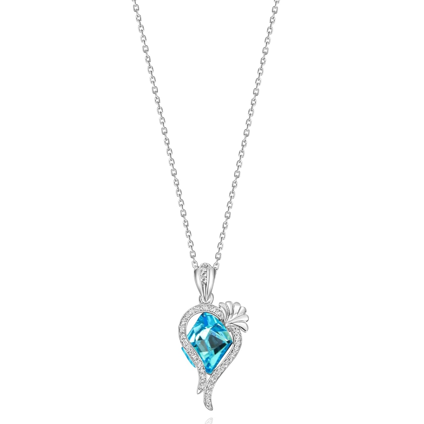 SILVERTOWN 925 Silver Jewellery | Gifts for Women & Girls | Wedding Gifts | Silver Pendant Necklace for Women with Chain (Blue)