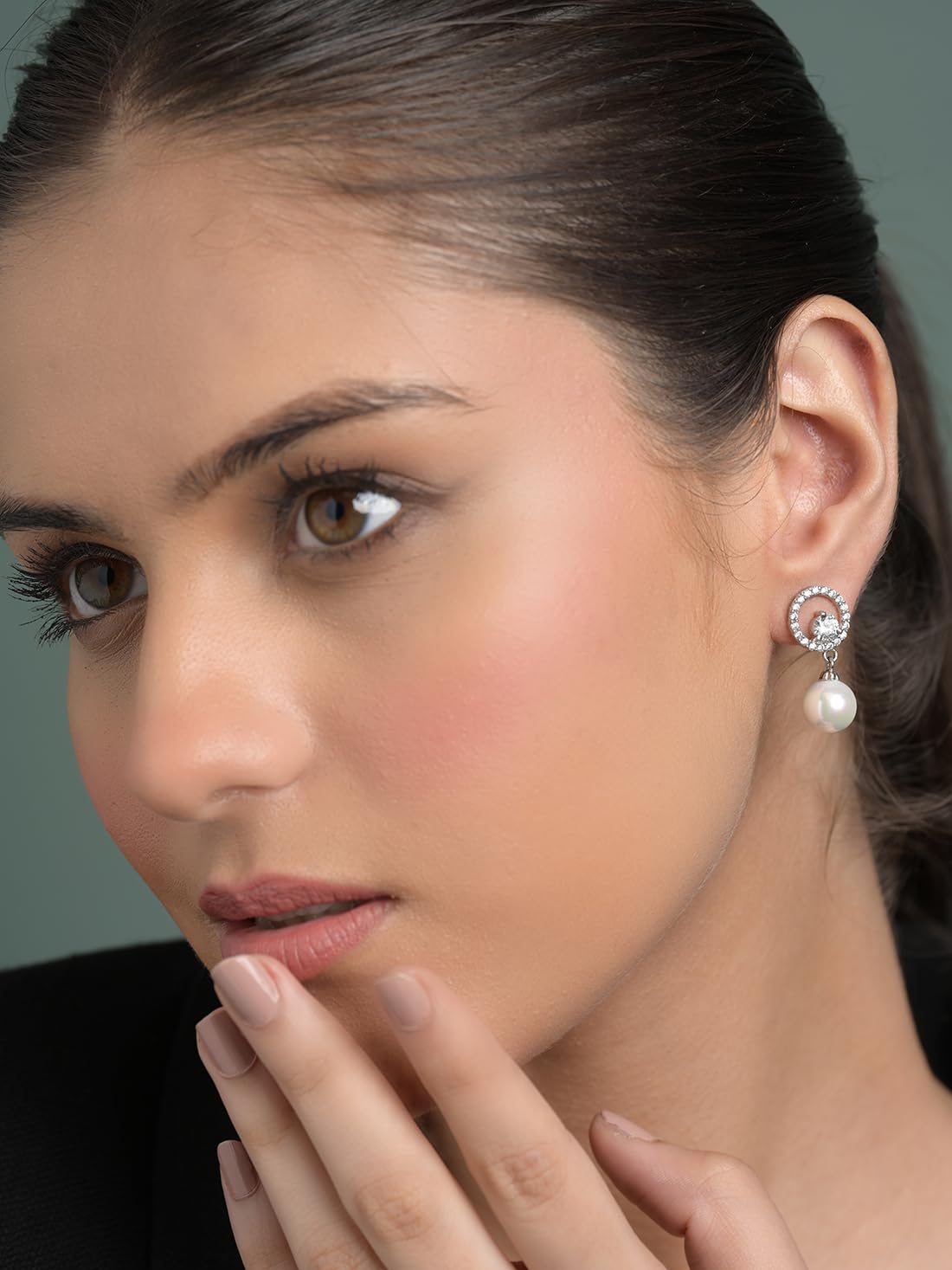 Clara 92.5 Sterling Silver Swiss Zirconia Pearl Earrings | Gift for Women and Girls