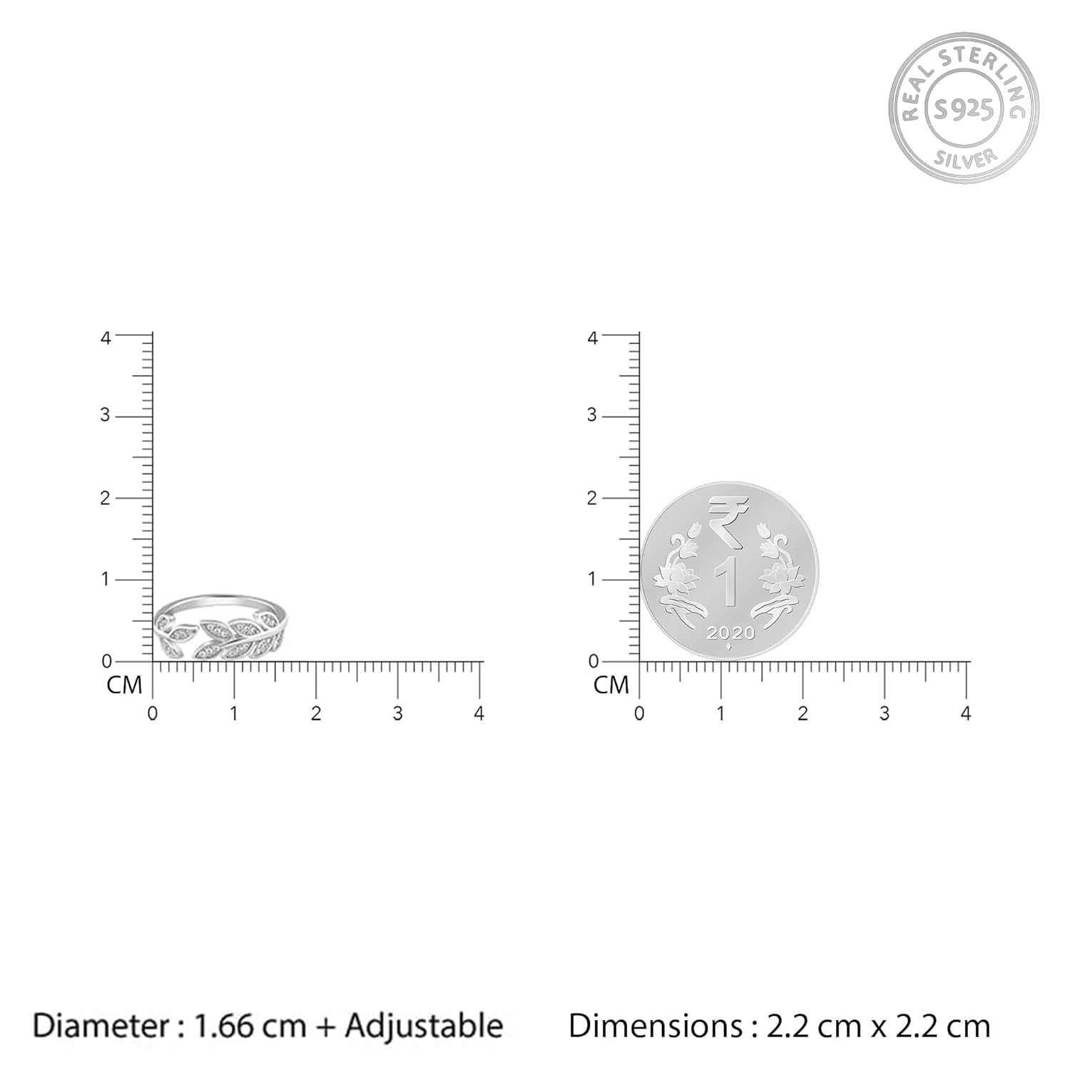 GIVA 925 Silver Anushka Sharma Zircon Leaf Ring, Adjustable | Gifts for Girlfriend, Gifts for Women and Girls | With Certificate of Authenticity and 925 Stamp | 6 Month Warranty*