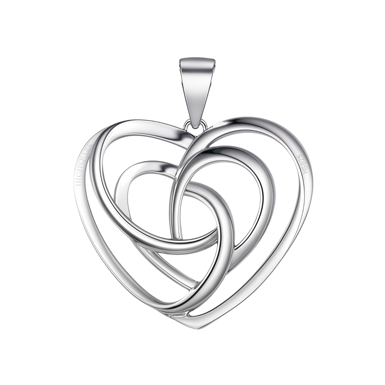 HighSpark 925 Silver Stylish Love Knot Heart Pendant Necklace For Women | 92.5 Sterling Silver & Stunning Shine | Lovely Gift