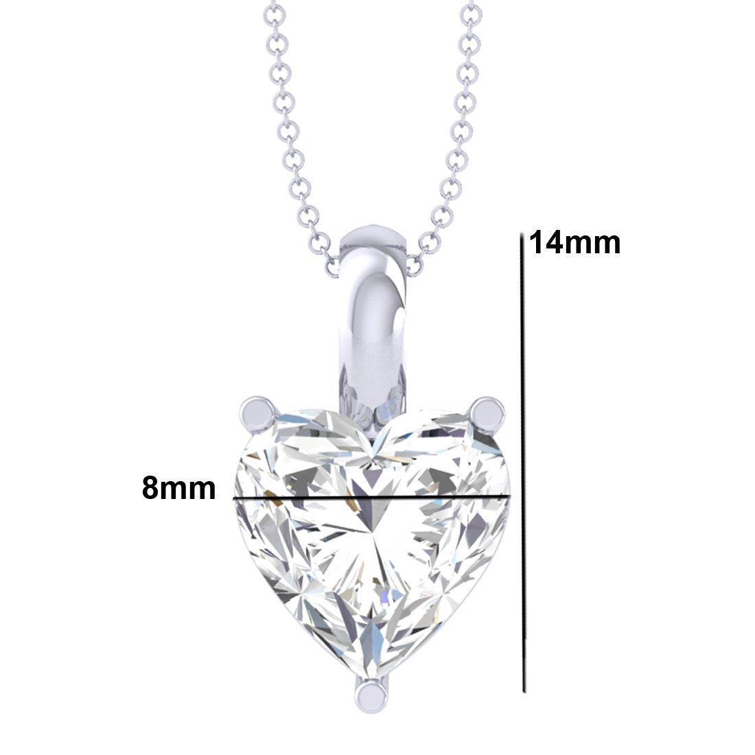 Clara 92.5 Sterling Silver White Gold Plated Heart Solitaire Pendant Chain Necklace | Gift for Women & Girls