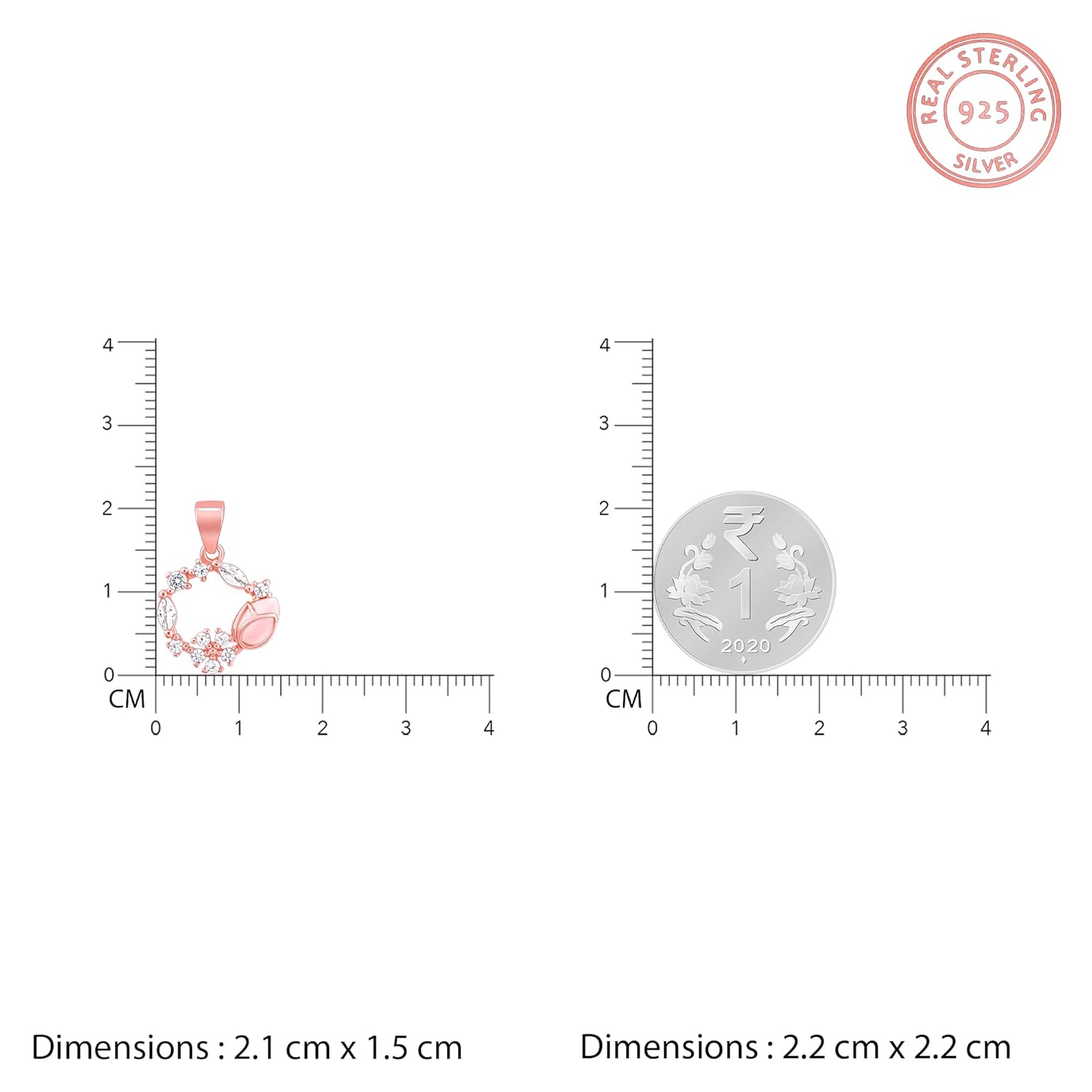 GIVA 925 Silver Rose Gold Drop Wreath Pendant With Link Chain | Gifts for Girlfriend, Gifts for Women and Girls |With Certificate of Authenticity and 925 Stamp | 6 Months Warranty*