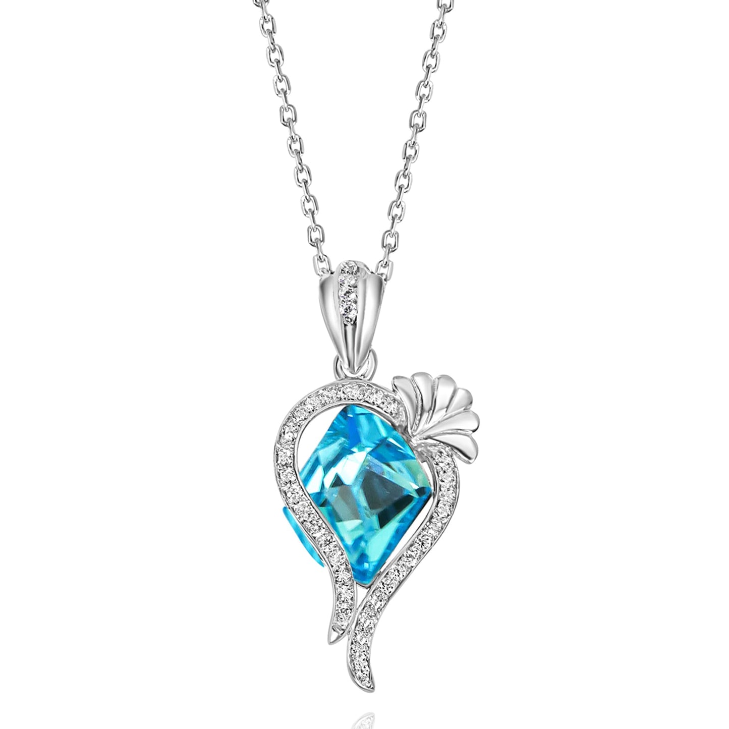SILVERTOWN 925 Silver Jewellery | Gifts for Women & Girls | Wedding Gifts | Silver Pendant Necklace for Women with Chain (Blue)