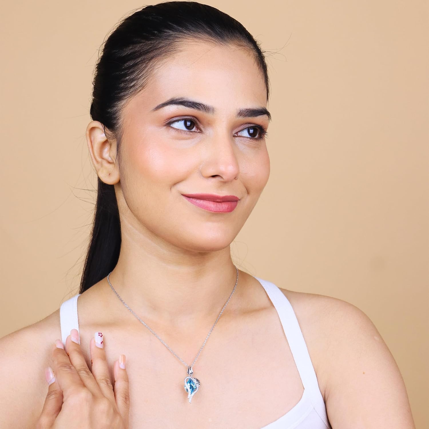 SILVERTOWN 925 Silver Jewellery | Gifts for Women & Girls | Wedding Gifts | Silver Pendant Necklace for Women with Chain (Blue)