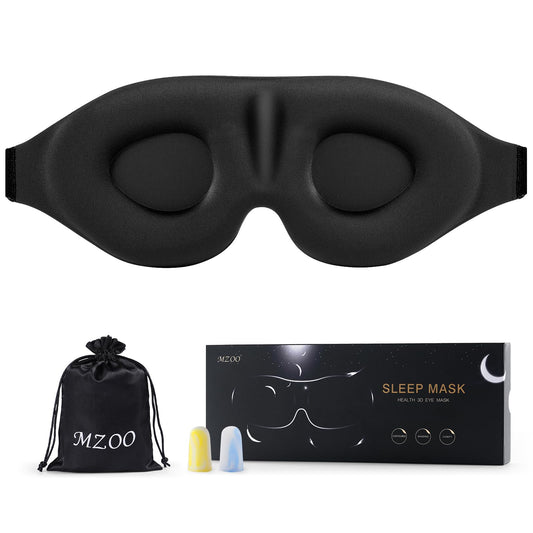 MZOO Luxury Sleep Eye Mask for Side Sleepers – 3D Contoured Zero Eye Pressure Sleeping Mask, 100% Light Blocking Night Blindfold, Soft Adjustable Eye Shade for Travel, Men & Women, Black