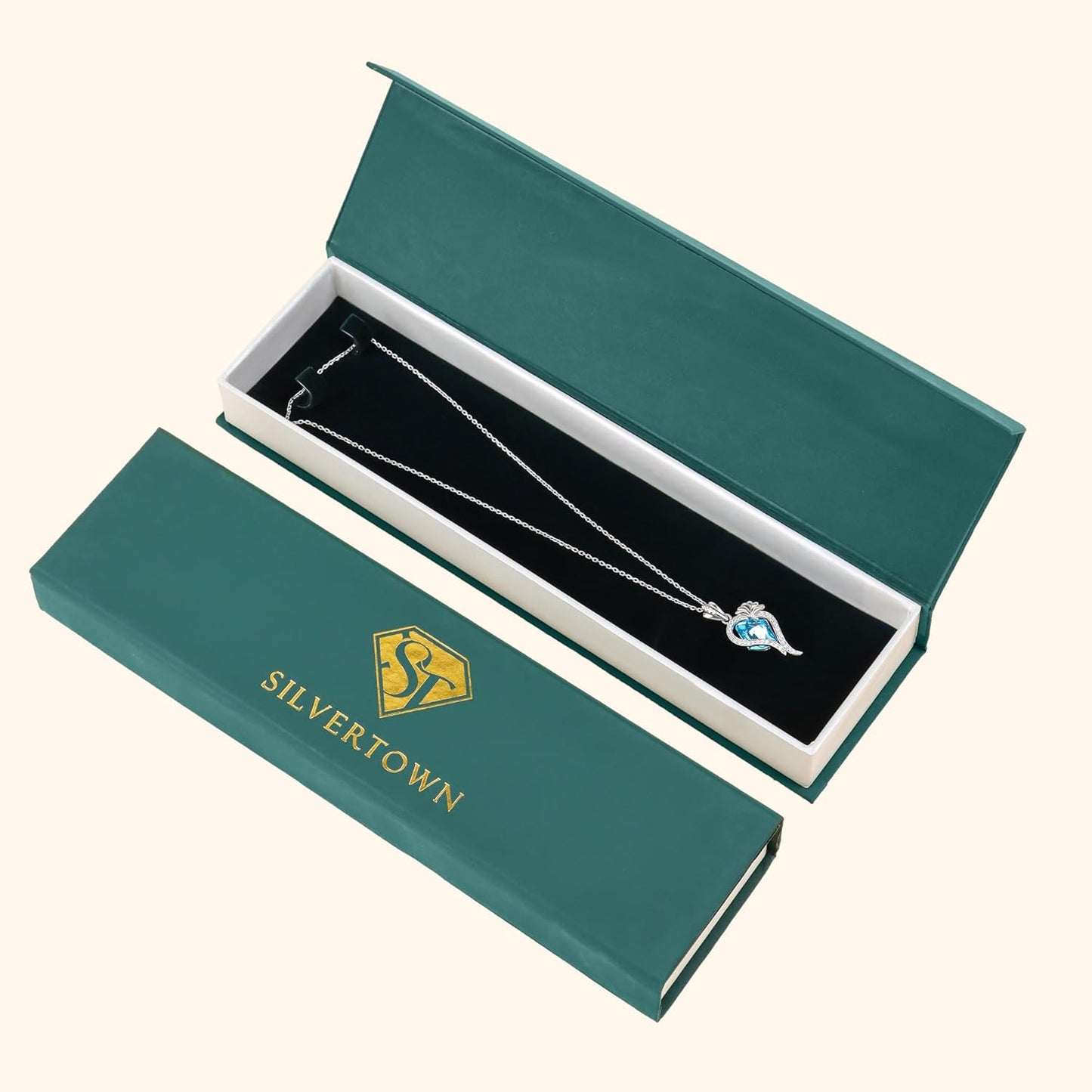 SILVERTOWN 925 Silver Jewellery | Gifts for Women & Girls | Wedding Gifts | Silver Pendant Necklace for Women with Chain (Blue)