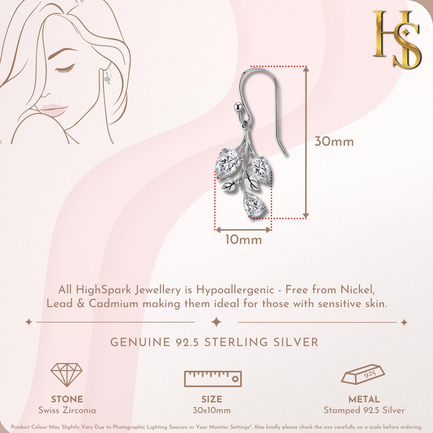 HighSpark Womens 925 Silver Tulip Flower Solitaire Earrings | 92.5 Sterling Silver And Diamond Like Brilliance Sparkling Zirconia | Lovely Gift - Tulip Flower
