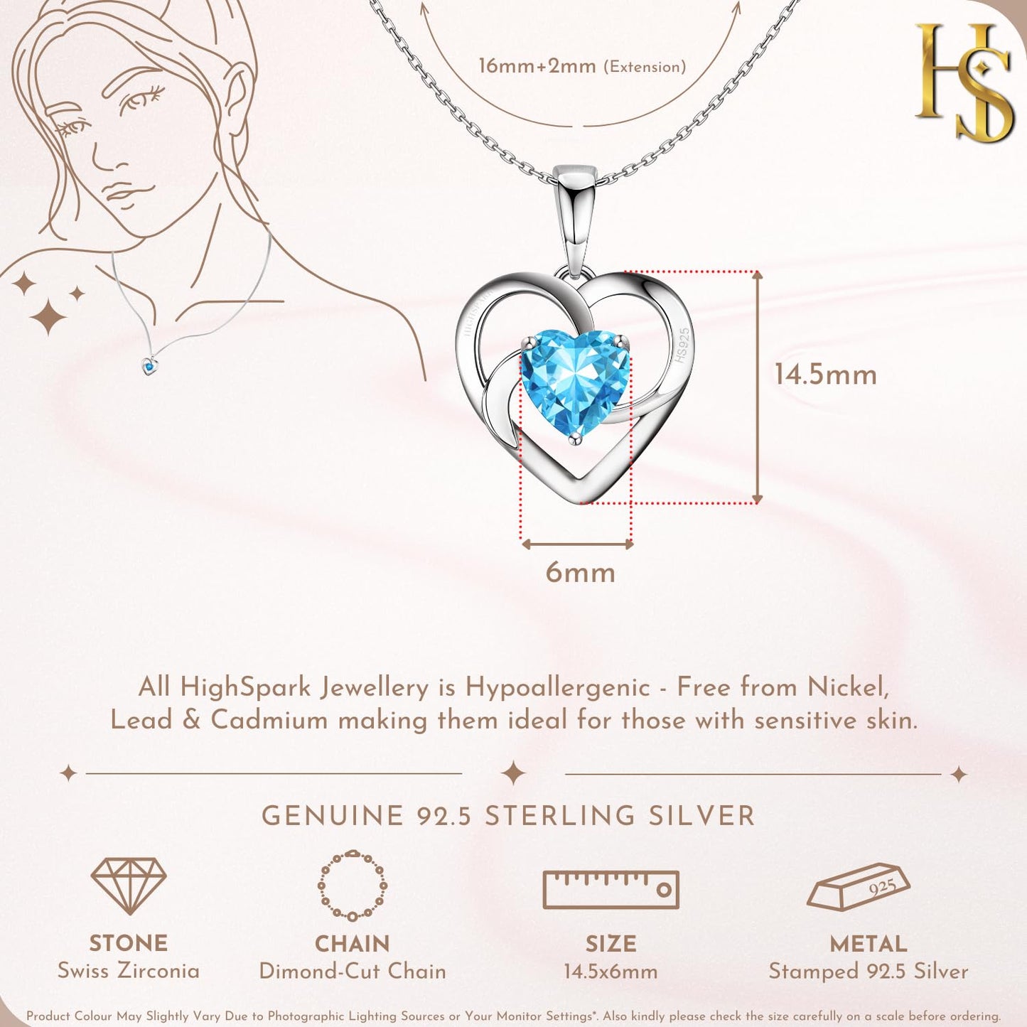 HighSpark 925 Silver Stylish Love Knot Heart Pendant Necklace For Women | 92.5 Sterling Silver & Stunning Shine | Lovely Gift