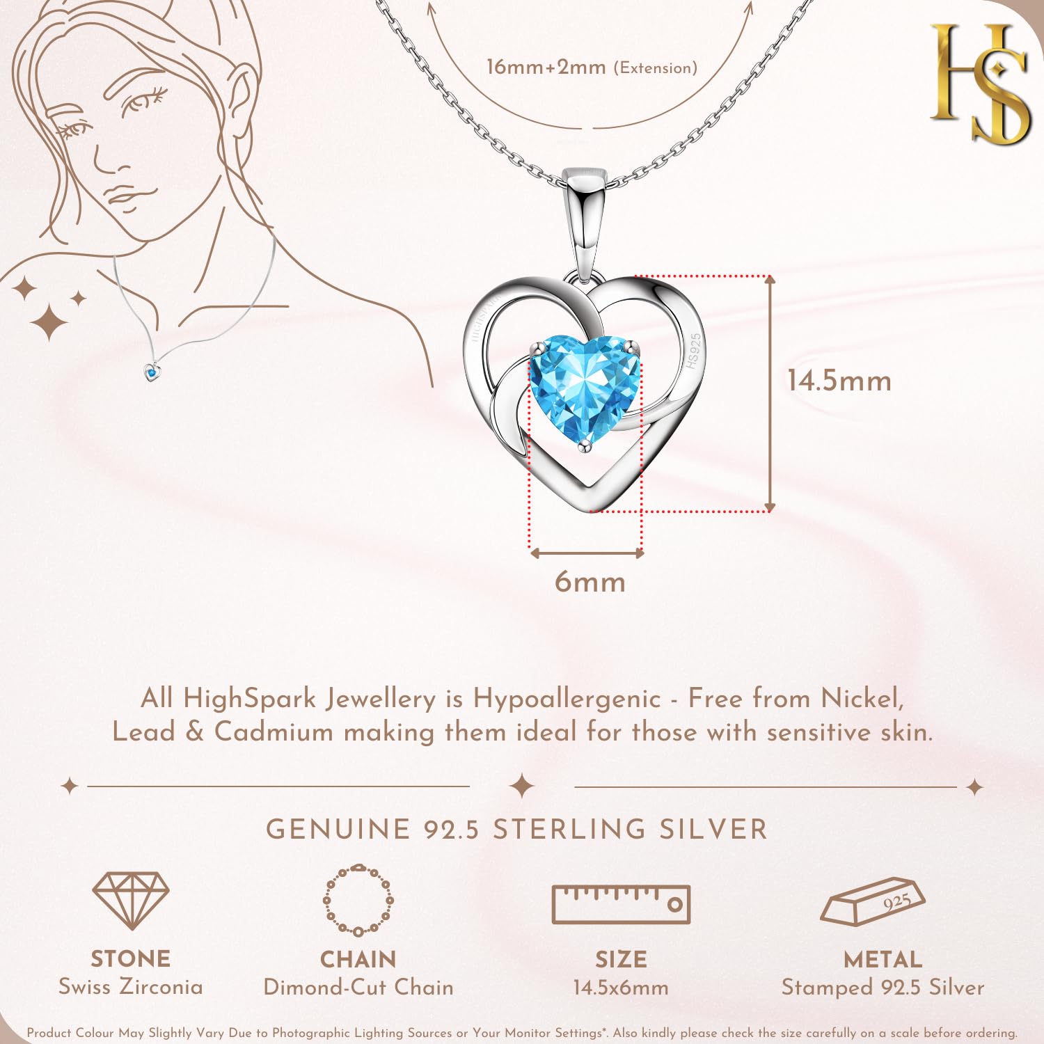 HighSpark 925 Silver Stylish Love Knot Heart Pendant Necklace For Women | 92.5 Sterling Silver & Stunning Shine | Lovely Gift
