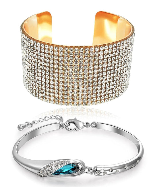 YouBella Jewellery Combo of Crystal Bracelet Bangles Set Jewellery for Girls and Women